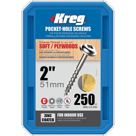 Kreg PCKT-HOLE SCREW#8X2""/250 SML-C2-250